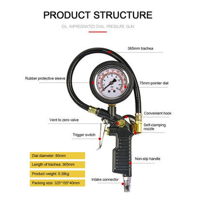 Medidor Digital de presión de neumáticos de coche, tipo pistola, monitoreo de inflado, compresor de aire desinflable, bomba de aire para motocicleta SUV, herramienta de reparación de neumáticos