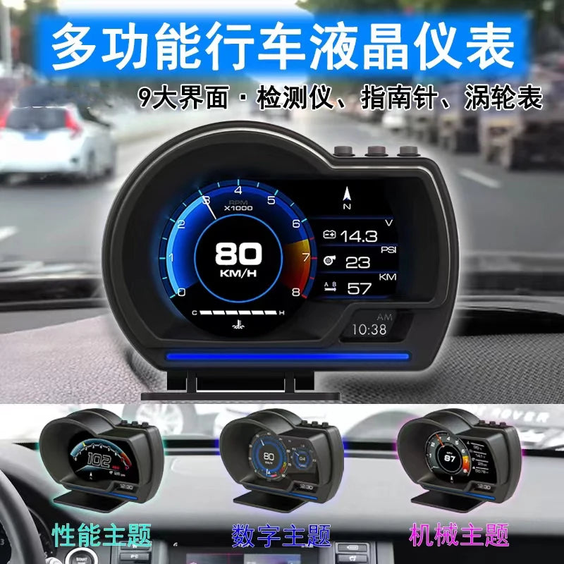 El más nuevo A501 pantalla frontal de coche OBD2 Smart Car HUD Turbo Gauge odómetro Digital alarma de seguridad temperatura de agua y aceite RPM medidor automático