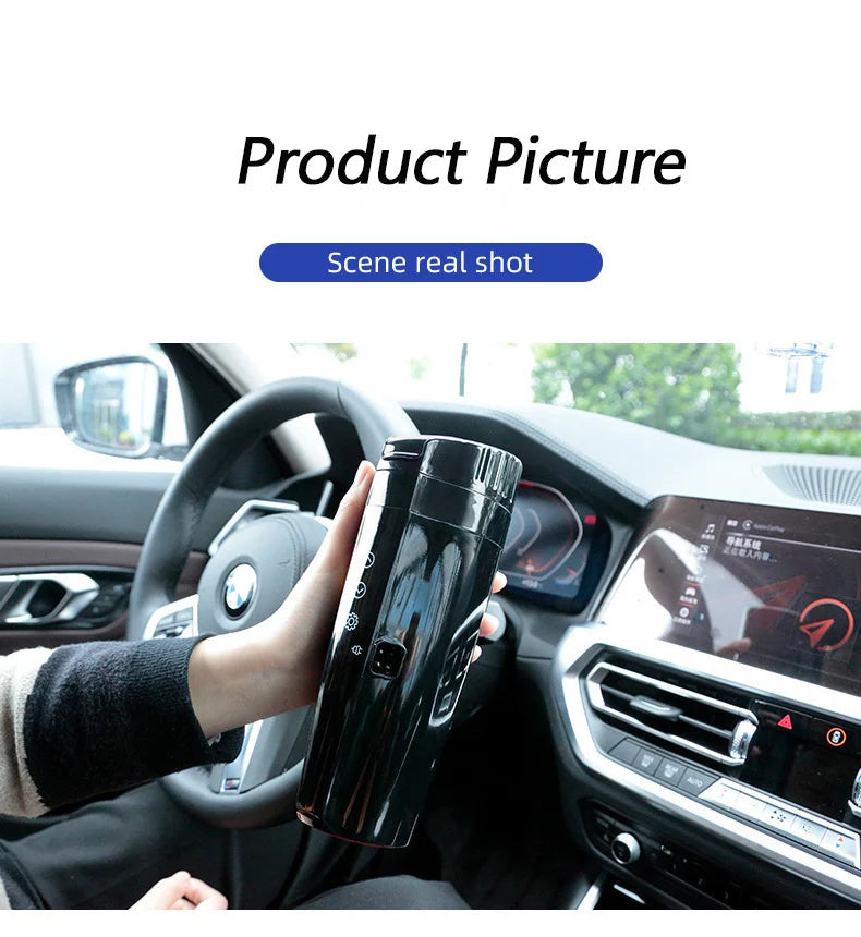 Taza calefactora para coche de 12V y 24V, hervidor eléctrico de acero inoxidable, Control inteligente de temperatura, pantalla LCD táctil, calentador de tazas de café de viaje