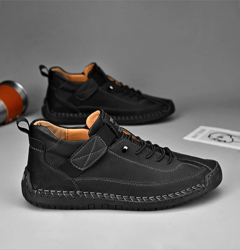 Zapatos de cuero hechos a mano para hombre, mocasines informales sin cordones, zapatos de cuero transpirables, zapatos planos para hombre, mocasines de moda, zapatos de herramientas de talla grande