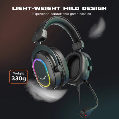 Fifine-auriculares dinámicos RGB para videojuegos, cascos supraaurales con micrófono, sonido envolvente 7,1, PC, PS4, PS5, 3 opciones EQ, juego, película, música