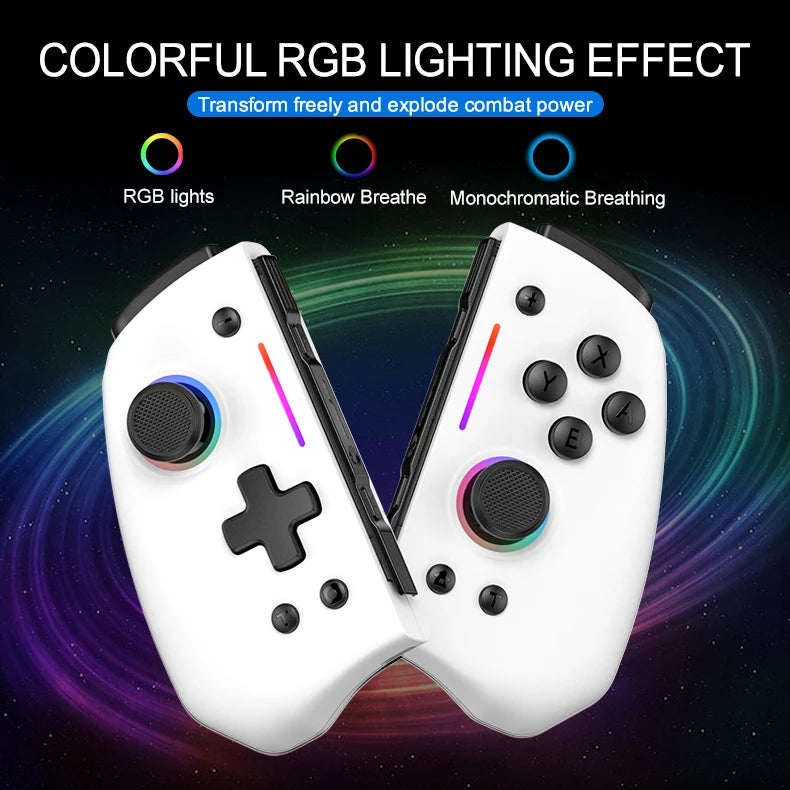 LinYuvo KS42 Joy-pad inalámbrico con luz de meteoros con luces RGB de 8 colores para interruptor/Lite/OLED, con programable, Turbo y vibración