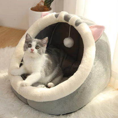 Cama para gatos de sueño profundo, cama para mascotas de dibujos animados, plegable, extraíble, lavable, cama para mascotas, alfombrilla para perros pequeños, bolsa, cueva, cama para gatos
