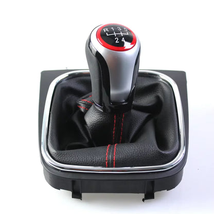 Nuevo Perilla de palanca de cambios MT 5 de 6 velocidades para VW Golf 5 6 R32 GTI GTD MK5 MK6 Jetta Scirocco con cuello de cubierta de bota de polaina de cuero