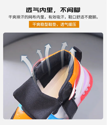 Zapatos Causla de Disney para niñas, zapatillas deportivas informales de cuero PU con LED luminiscentes de Mickey Mouse para niños de 1 a 6 años