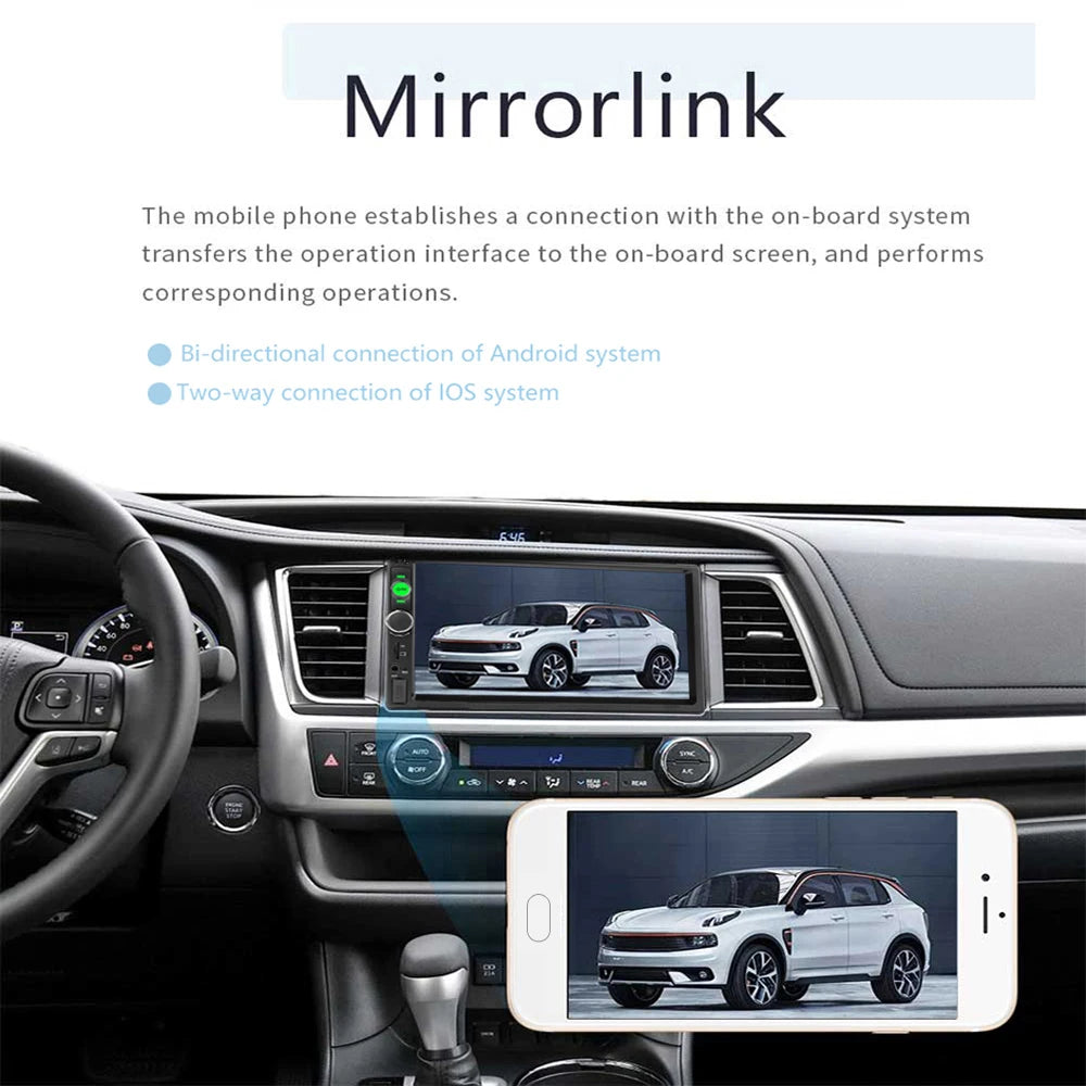 Podofo 2 din Radio de coche 7 "HD Autoradio reproductor Multimedia 2DIN pantalla táctil Auto audio estéreo de coche MP5 Bluetooth USB TF FM cámara