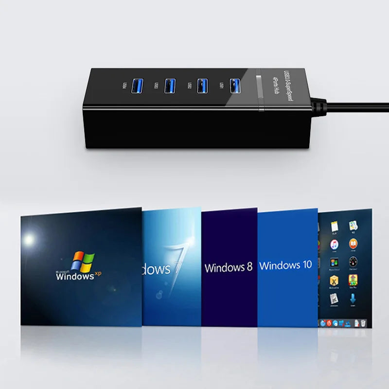 4 puertos USB 3,0 Hub Splitter Cable adaptador 4 /7 Ports 30/120cm  de alta velocidad para escritorio PC Mac Laptop Notebook teclado ratón 2TB Disco Duro móvil