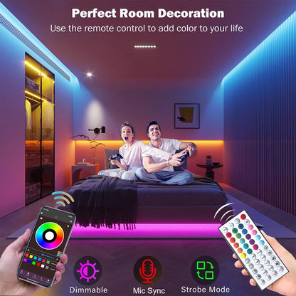 Tira de luces LED de 10m, 20m, 30m, sincronización de música, cinta de luces Led RGB para habitación, decoración de fiesta en casa, retroiluminación de TV, cinta Felxible