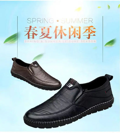 Mocasines de cuero PU para hombre, zapatos planos antideslizantes para caminar, zapatos informales transpirables sin cordones para exteriores para trabajo masculino, zapatillas de deporte para conducir en la oficina2