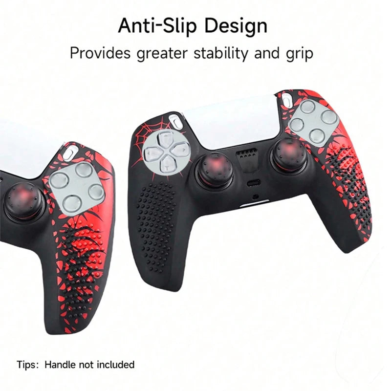 Funda protectora de silicona antideslizante para controlador de PS5, Compatible con controlador de PS5 con pegatina de tapa de agarre para pulgar