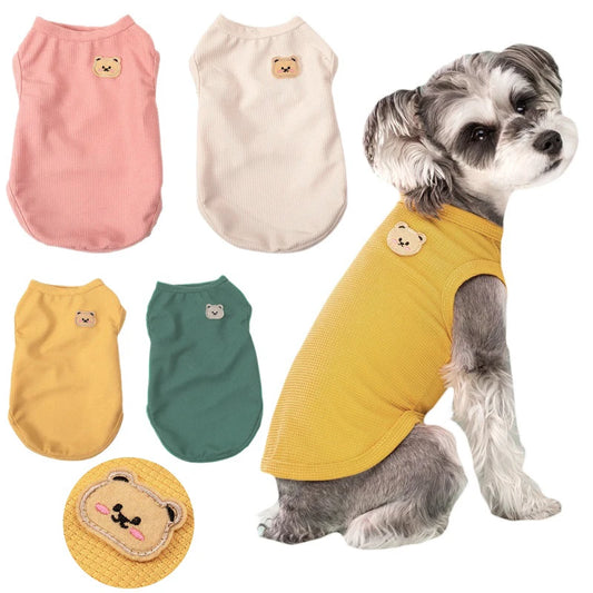Chaleco para perros, ropa para gatos, cuatro colores de tela de poliéster, transpirable, resistente al sudor, fácil de limpiar, visualización divertida