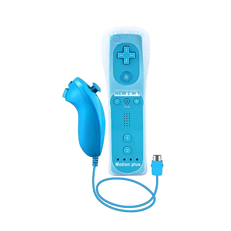 Un par de mandos a distancia con controlador Nunchuck para juegos Wii Control para consola Wii Gamepad inalámbrico con Motion Plus