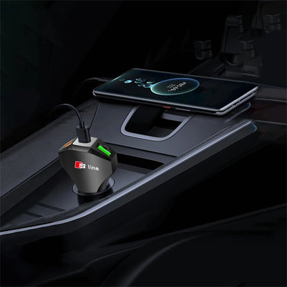 Cargador de coche con puertos USB tipo C, adaptador de carga súper rápida para Audi Sline Quattro RS S TT A1 A2 A3 A4 A5 A6 A7 A8 Q1 Q2 Q3 Q4 S4S