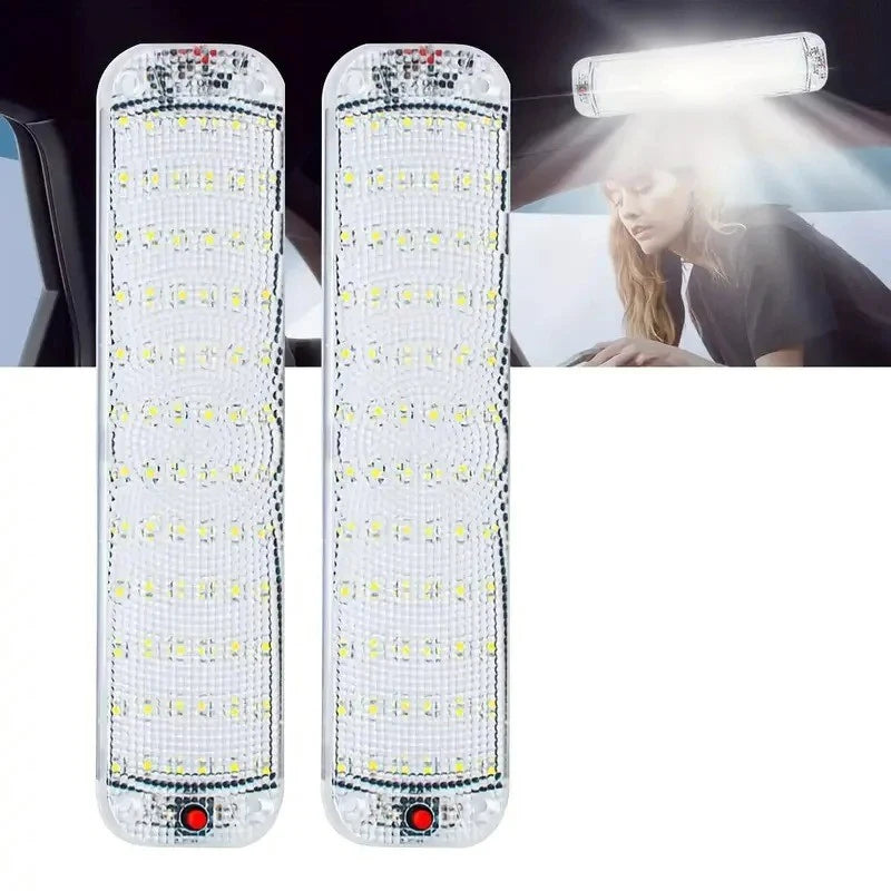 2 uds 12V-80V 72LED luz de techo barra de luz Interior tira de luz con interruptor LED lámpara Interior de coche iluminación Camper autobús autocaravana 10W
