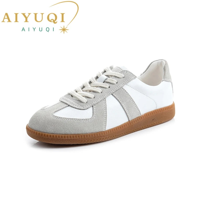 AIYUQI, zapatillas de deporte para mujer, novedad de 2025, zapatos de entrenamiento moral de cuero genuino para mujer, zapatos planos informales de primavera para mujer