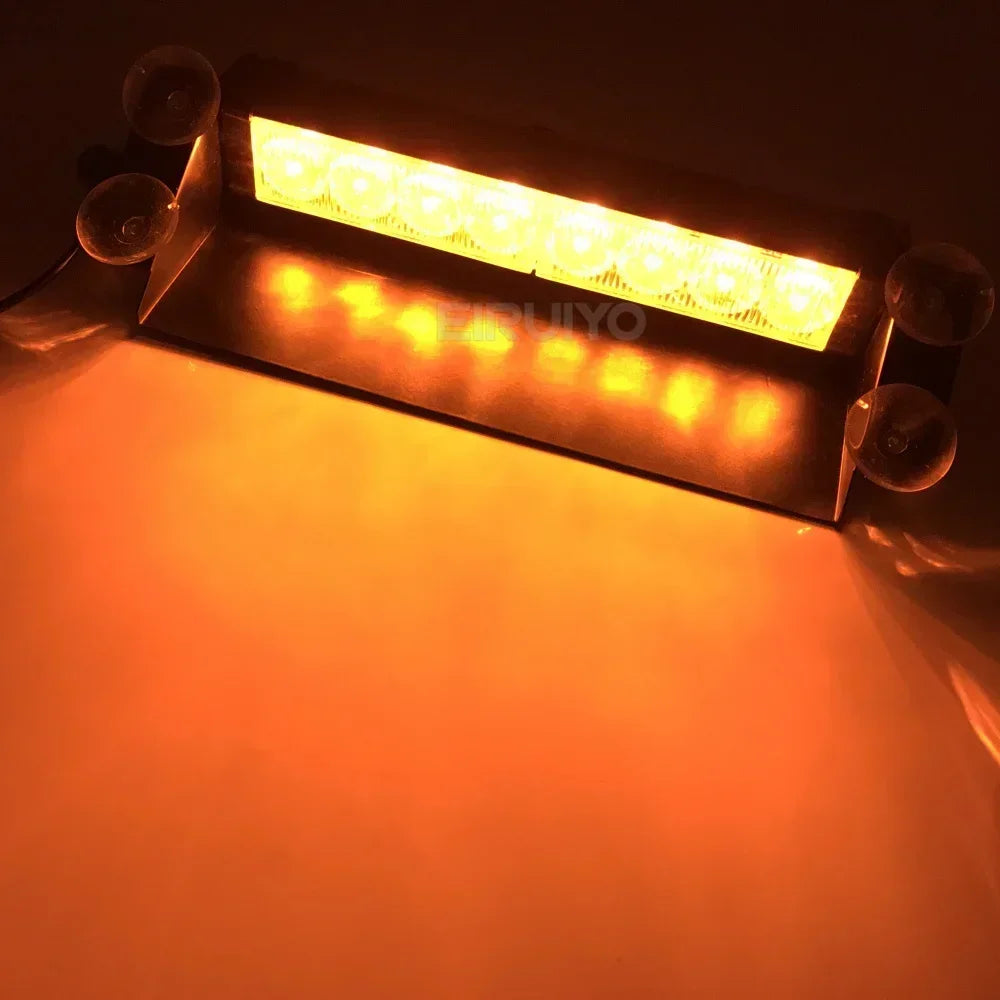 8 luces LED de policía para coche, luz estroboscópica para 12 vueltas de emergencia, lámparas de señal, luz intermitente para camión, parabrisas, luz de advertencia, instrumento
