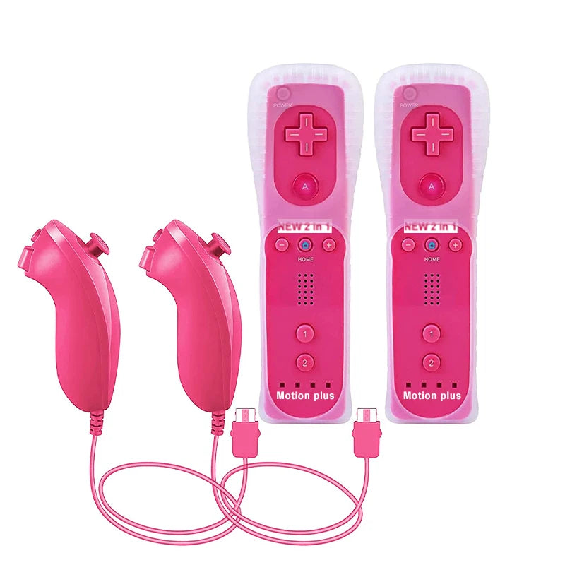 Un par de mandos a distancia con controlador Nunchuck para juegos Wii Control para consola Wii Gamepad inalámbrico con Motion Plus