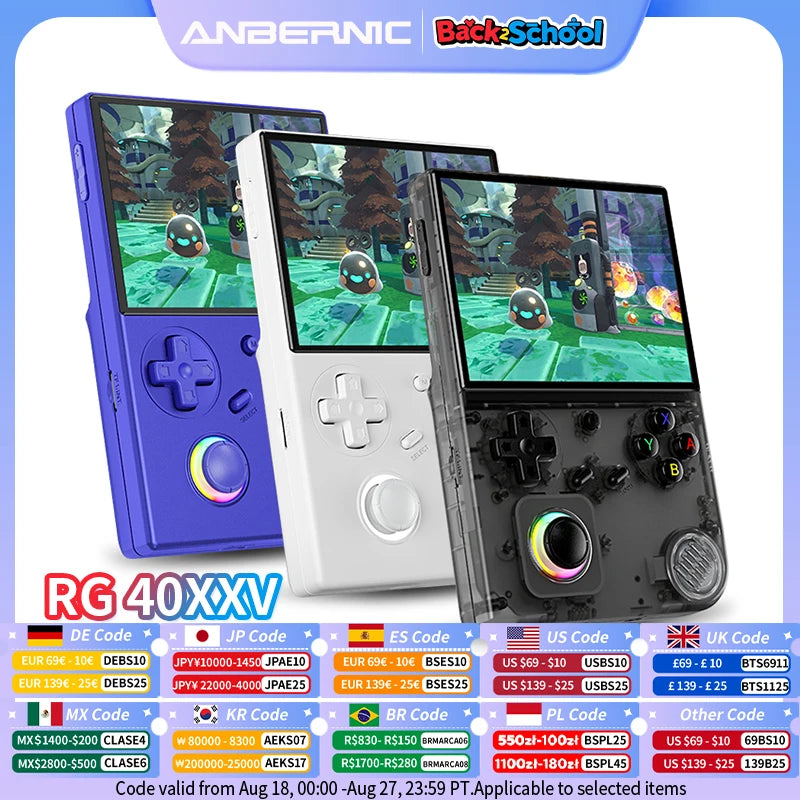 ANBERNIC-consola de juegos portátil RG40XXV, pantalla IPS de 4 pulgadas, Joystick RGB, reproductor de vídeo E-book, compatible con transmisión WIFI, salida HDMI