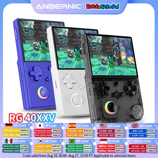 ANBERNIC-consola de juegos portátil RG40XXV, pantalla IPS de 4 pulgadas, Joystick RGB, reproductor de vídeo E-book, compatible con transmisión WIFI, salida HDMI