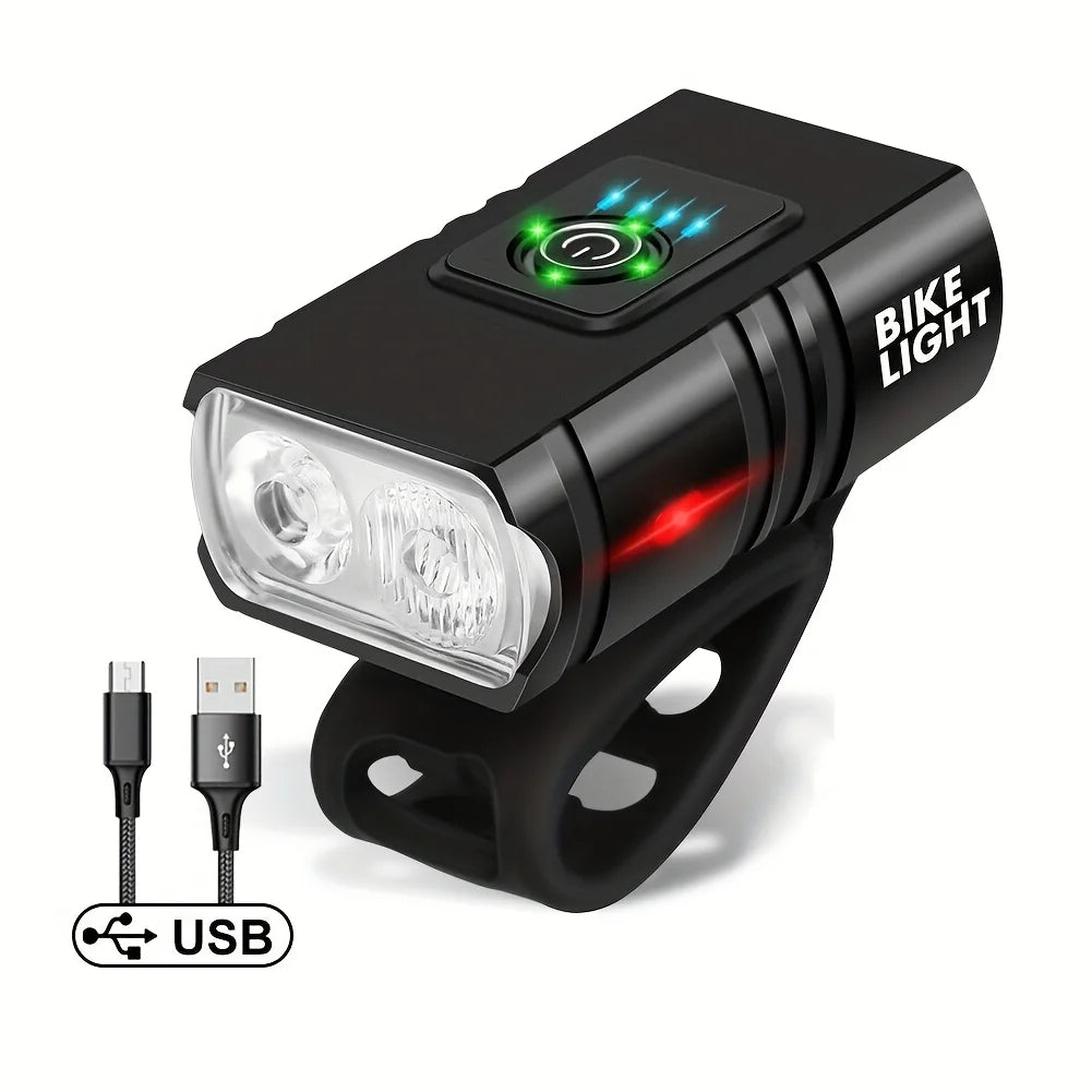 1 unidad, Material plástico, iluminación led, carga USB de faros de bicicleta, adecuado para faros de bicicleta, carrera nocturna, ca