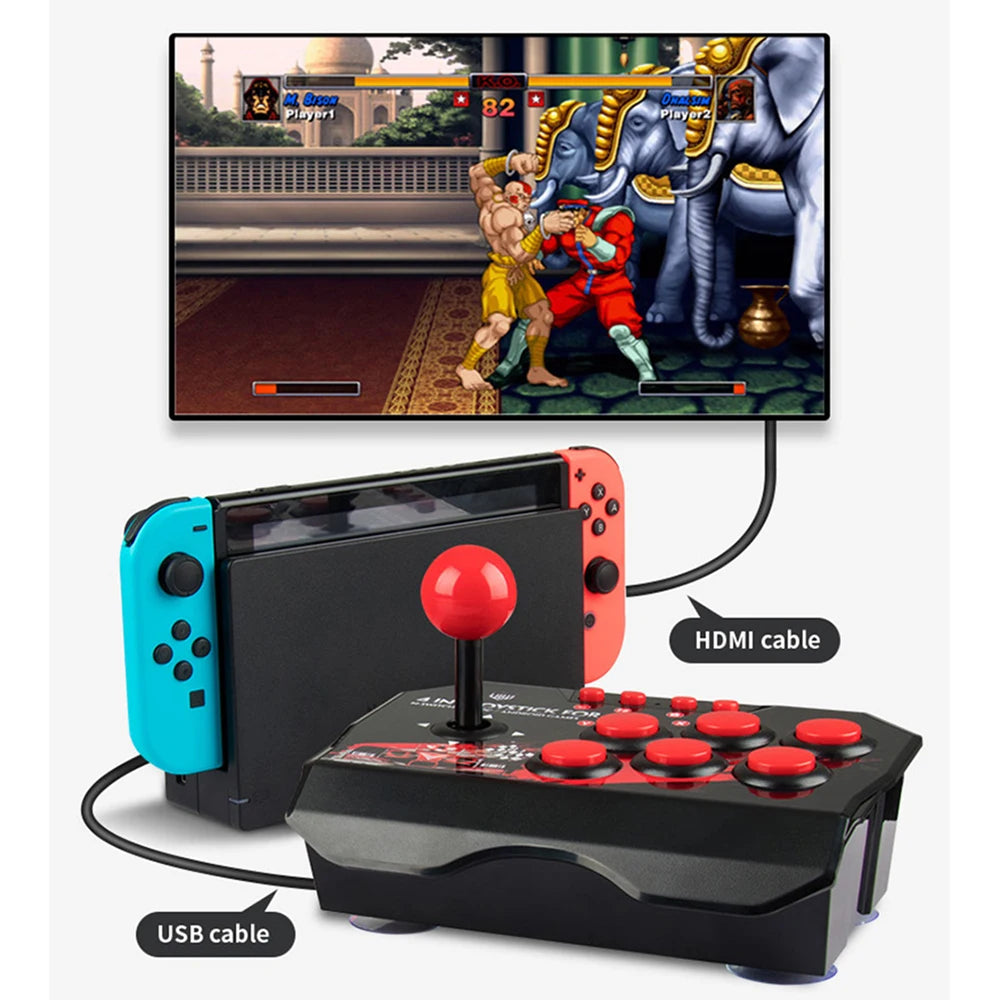 GAMINJA-Joystick de juego 4 en 1 con Cable USB de 3M, consola de juegos TURBO, estación Arcade basculante para Nintendo Switch, Android, TV, PS3, PC