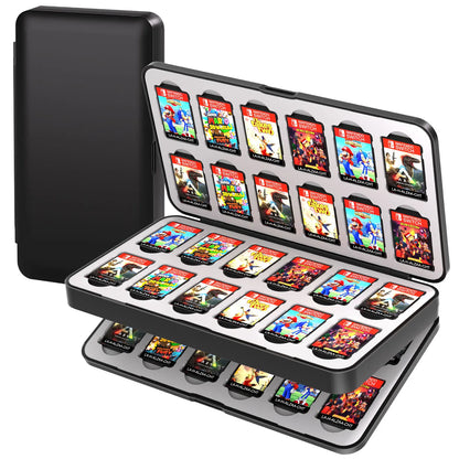 Caja de almacenamiento de tarjetas de juego con interruptor 48 en 1, caja de tarjetas de juego con interruptor magnético, accesorios de juego con forro de silicona suave