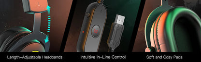 Fifine-auriculares dinámicos RGB para videojuegos, cascos supraaurales con micrófono, sonido envolvente 7,1, PC, PS4, PS5, 3 opciones EQ, juego, película, música