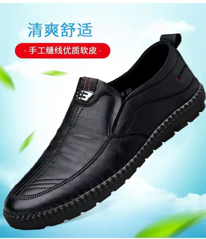 Mocasines de cuero PU para hombre, zapatos planos antideslizantes para caminar, zapatos informales transpirables sin cordones para exteriores para trabajo masculino, zapatillas de deporte para conducir en la oficina2