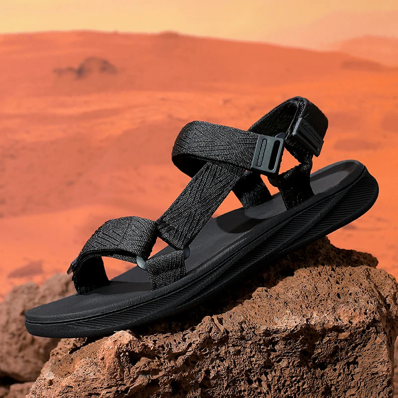 Sandalias Wadable de verano para exteriores, plantilla para esterilla de Yoga con soporte para arco para hombre, zapatillas de playa abiertas de gladiador, zapatos planos antideslizantes y duraderos para hombre