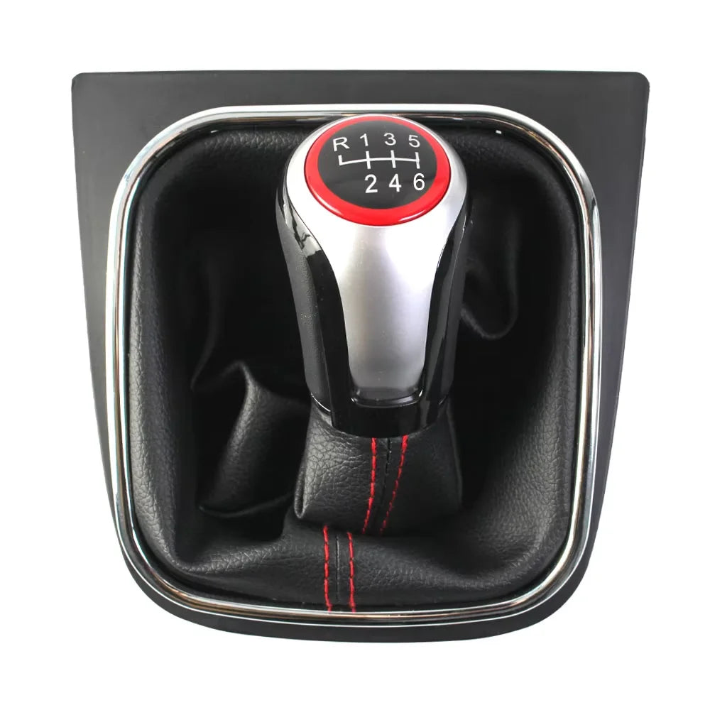 Nuevo Perilla de palanca de cambios MT 5 de 6 velocidades para VW Golf 5 6 R32 GTI GTD MK5 MK6 Jetta Scirocco con cuello de cubierta de bota de polaina de cuero