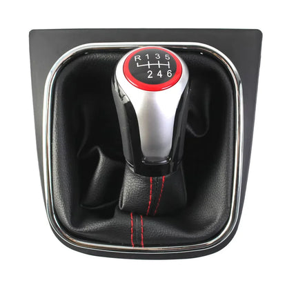 Nuevo Perilla de palanca de cambios MT 5 de 6 velocidades para VW Golf 5 6 R32 GTI GTD MK5 MK6 Jetta Scirocco con cuello de cubierta de bota de polaina de cuero