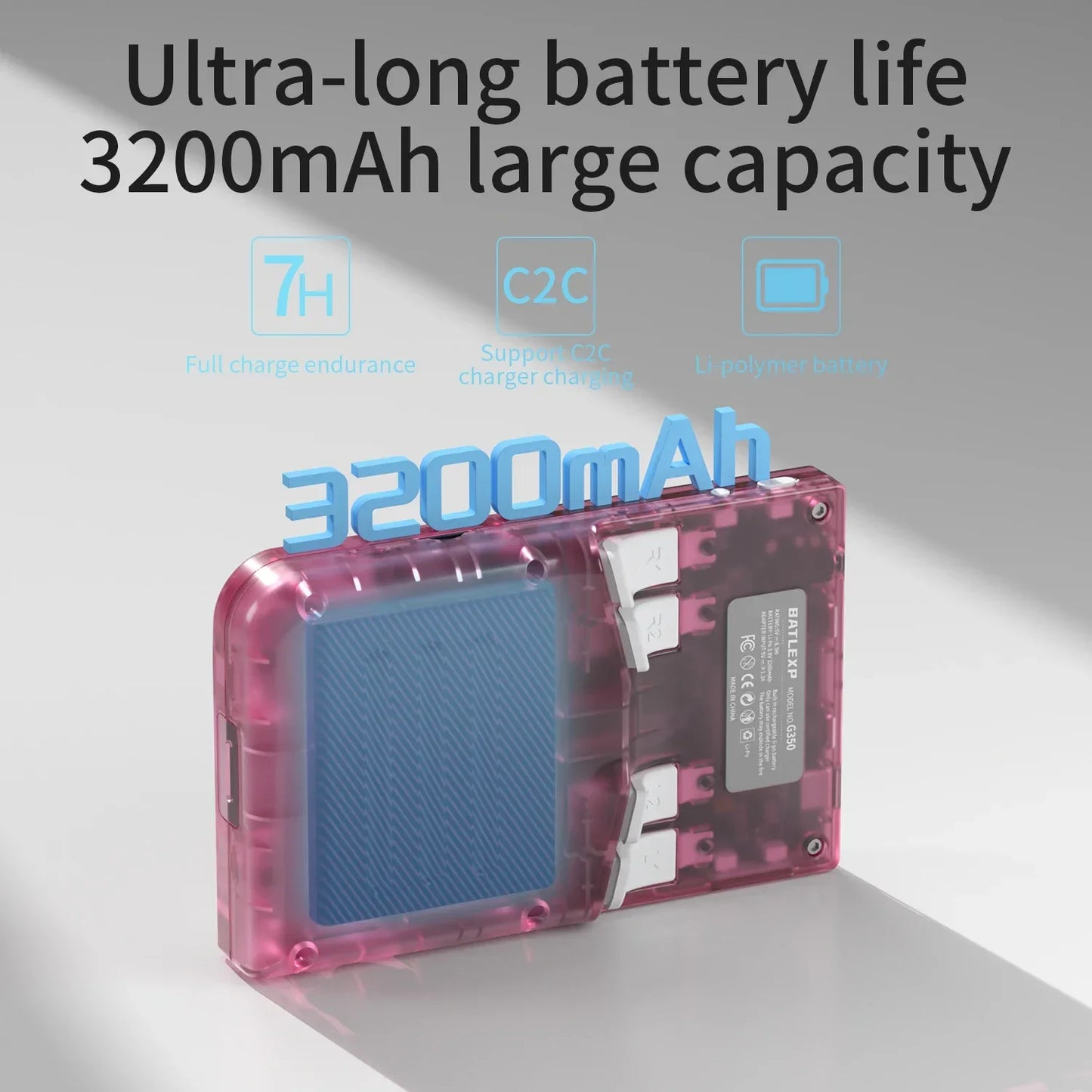 BATLEXP AMPOWN G350 reproductores de juegos portátiles 3,5 pulgadas IPS consola portátil Retro Consolas de videojuegos 3200mAh Linux Mini WIFI C2C