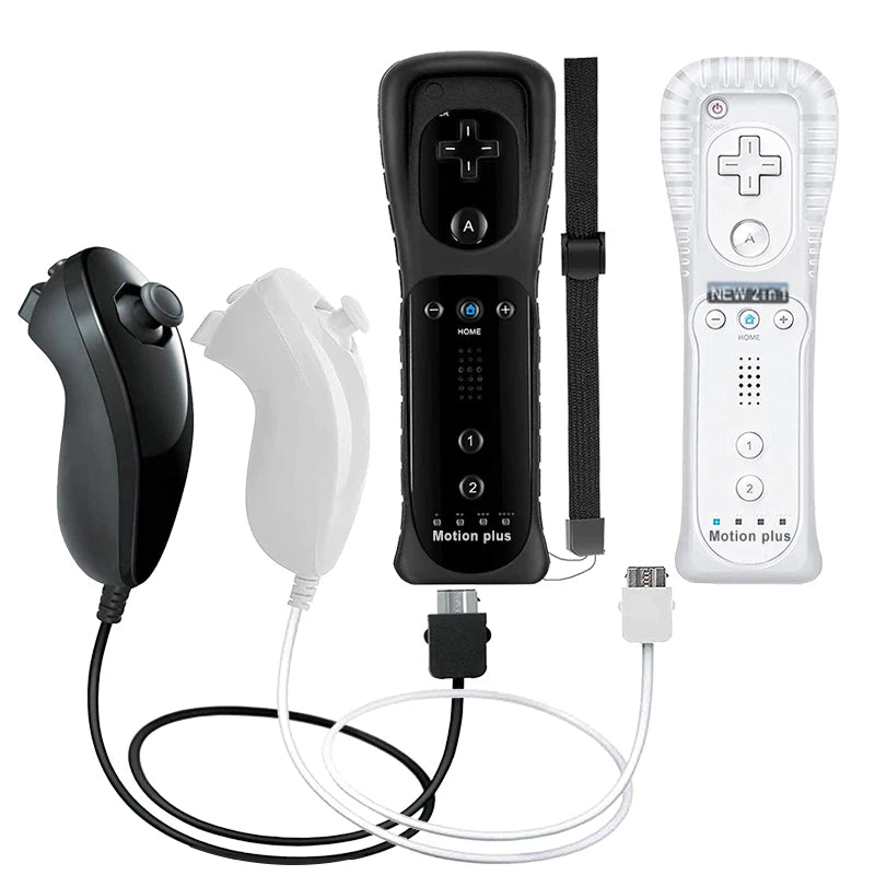 Un par de mandos a distancia con controlador Nunchuck para juegos Wii Control para consola Wii Gamepad inalámbrico con Motion Plus