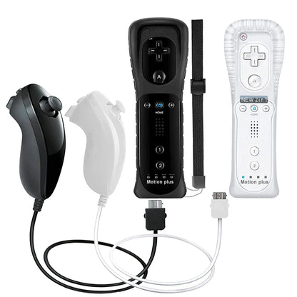 Un par de mandos a distancia con controlador Nunchuck para juegos Wii Control para consola Wii Gamepad inalámbrico con Motion Plus