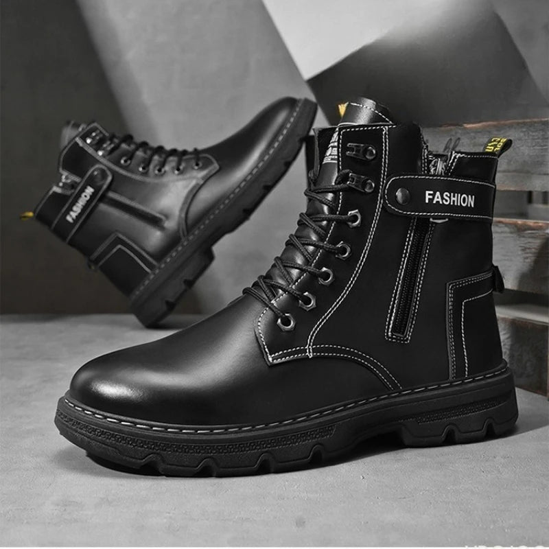 Zapatos de hombre de caña alta versátiles a la moda, zapatos de senderismo al aire libre de otoño, zapatos deportivos cómodos e informales