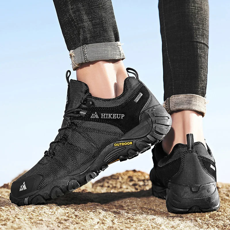 HIKEUP-zapatos de senderismo antideslizantes para hombre, calzado transpirable para exteriores, resistente a salpicaduras, para escalada, turismo, montaña