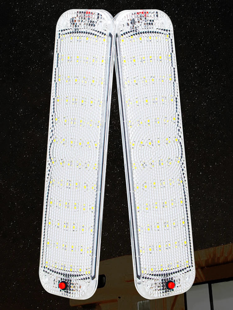 2 uds 12V-80V 72LED luz de techo barra de luz Interior tira de luz con interruptor LED lámpara Interior de coche iluminación Camper autobús autocaravana 10W