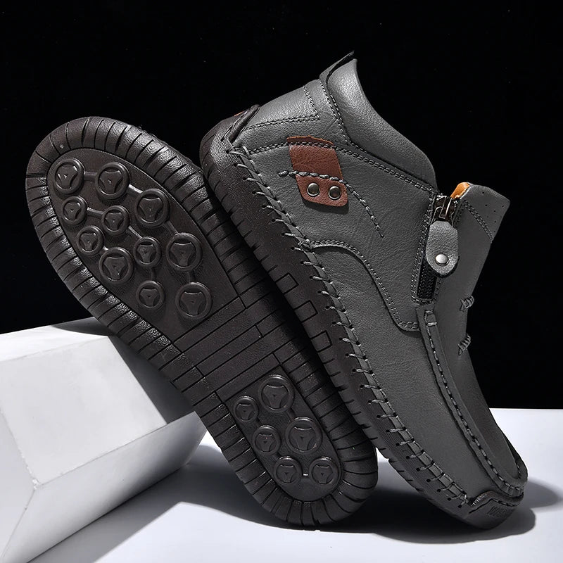 Zapatos informales de cuero de alta calidad para hombre, mocasines transpirables hechos a mano, zapatillas de deporte a la moda, mocasines, zapatos náuticos de marca de lujo