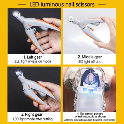 Tijeras profesionales para cortaúñas para mascotas con luz LED, cortaúñas para perros y gatos, herramienta, tijeras para cortar uñas, suministros para mascotas