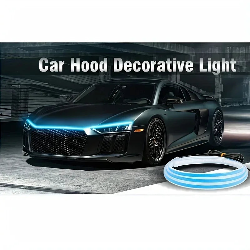 Luz LED de conducción diurna para arranque de capó de coche, luces decorativas para puerta, DRL, guía para capó de motor, lámpara ambiental decorativa de 12V