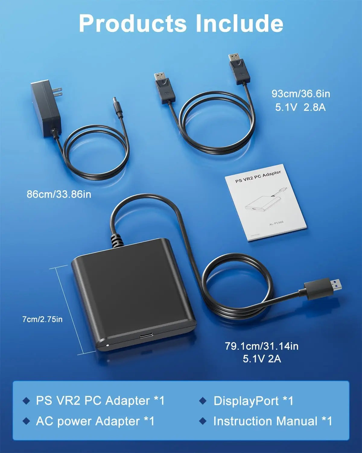 Aolion para PS VR2 adaptador de PC adaptador de ordenador para consola PS5 para Windows PC convertidor accesorios de juego
