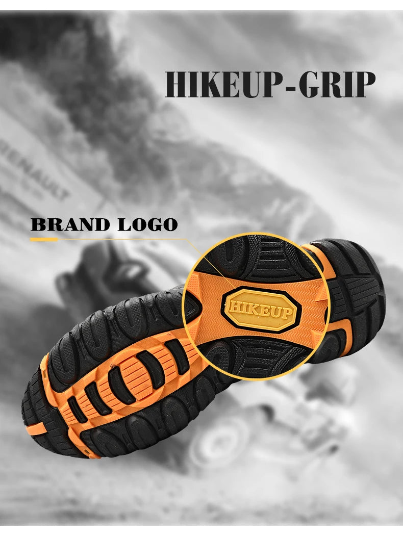 HIKEUP-zapatos de senderismo antideslizantes para hombre, calzado transpirable para exteriores, resistente a salpicaduras, para escalada, turismo, montaña