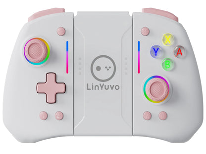 LinYuvo KS42 Joy-pad inalámbrico con luz de meteoros con luces RGB de 8 colores para interruptor/Lite/OLED, con programable, Turbo y vibración