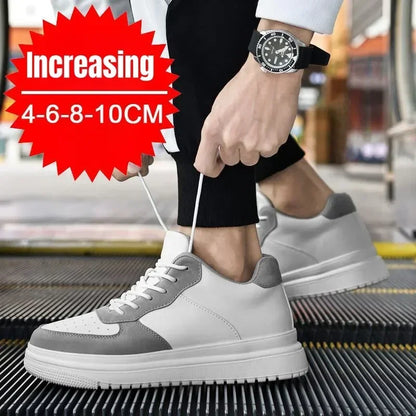 PDEP, nuevos zapatos con aumento De altura para Hombre, Zapatillas con elevador Invisible De 10cm, Zapatillas deportivas De cuero blanco, Zapatillas De Hombre talla grande 46