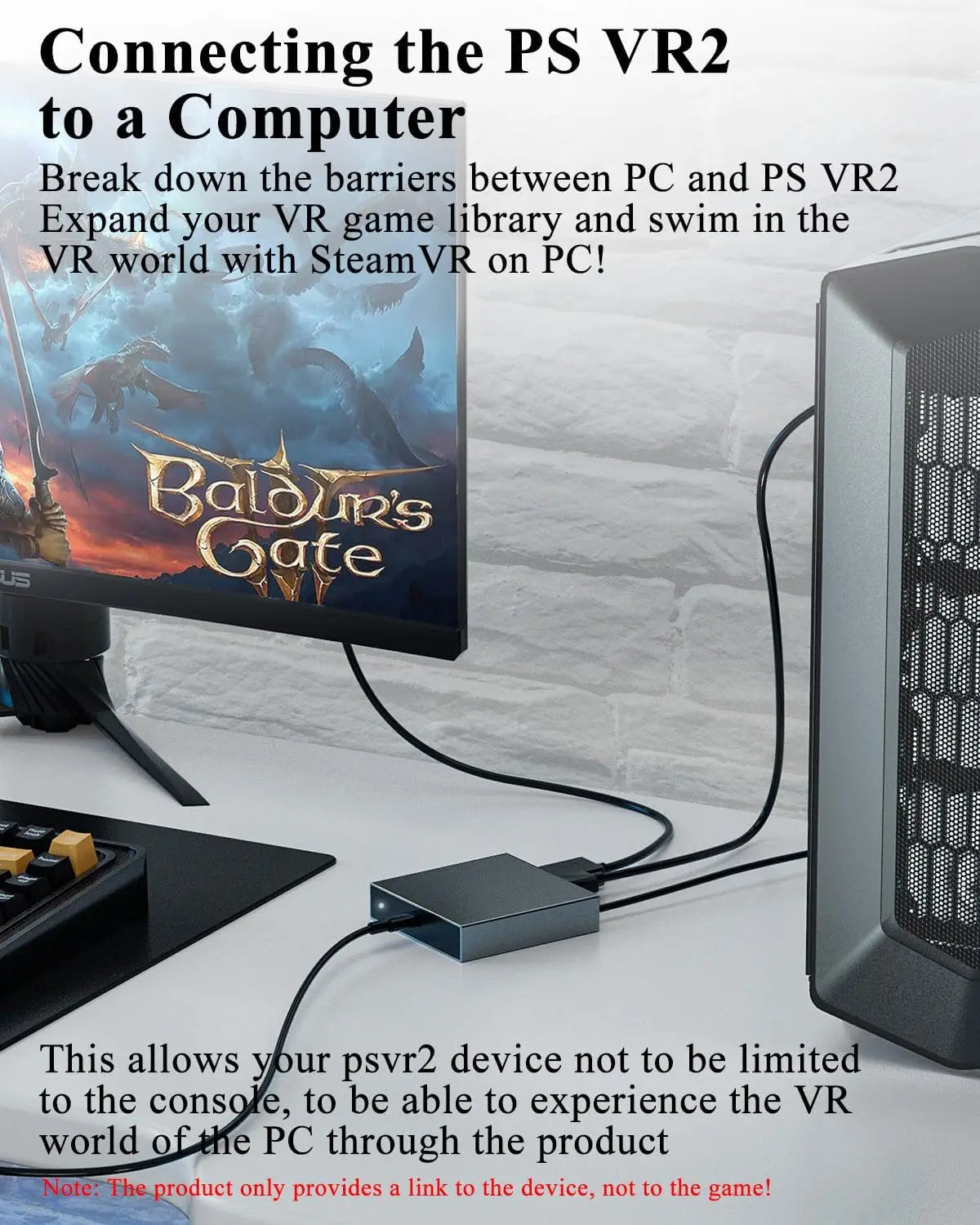 Aolion para PS VR2 adaptador de PC adaptador de ordenador para consola PS5 para Windows PC convertidor accesorios de juego
