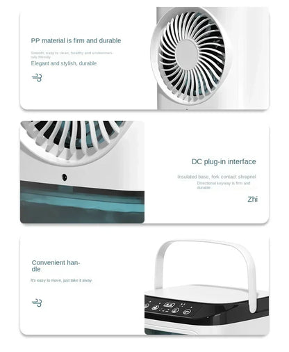 Aire acondicionado portátil, ventilador de escritorio con doble pulverización, atomización ultrasónica, Enfriador de aire silencioso de 3 velocidades, luz nocturna, ventilador eléctrico para el hogar