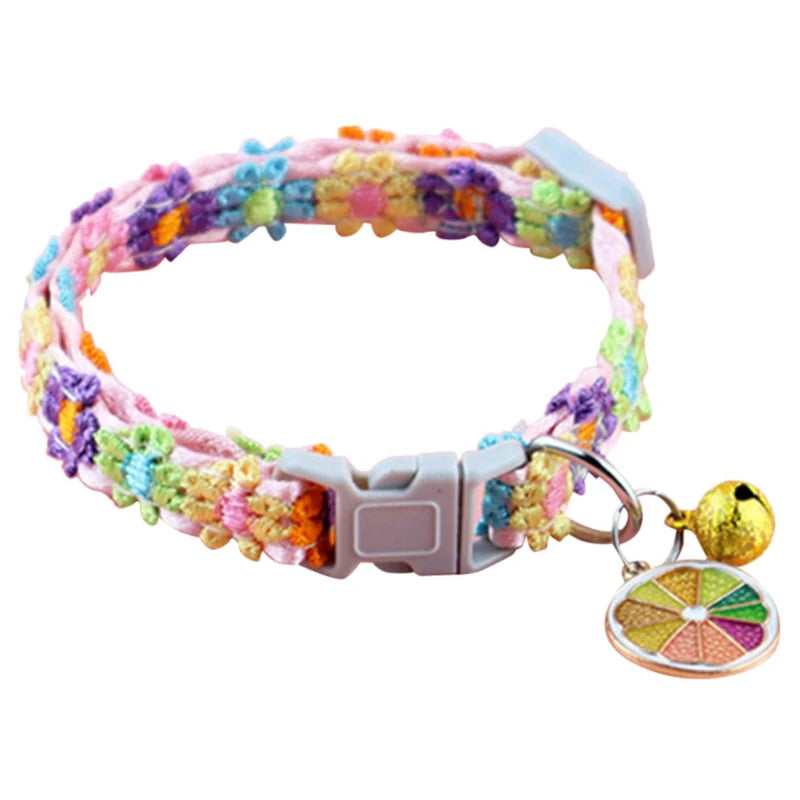 Collar para mascotas con campana, huella de dibujos animados, colorido perro, cachorro, gatito, Collar de anillo de campana de seguridad ajustable, accesorios para mascotas