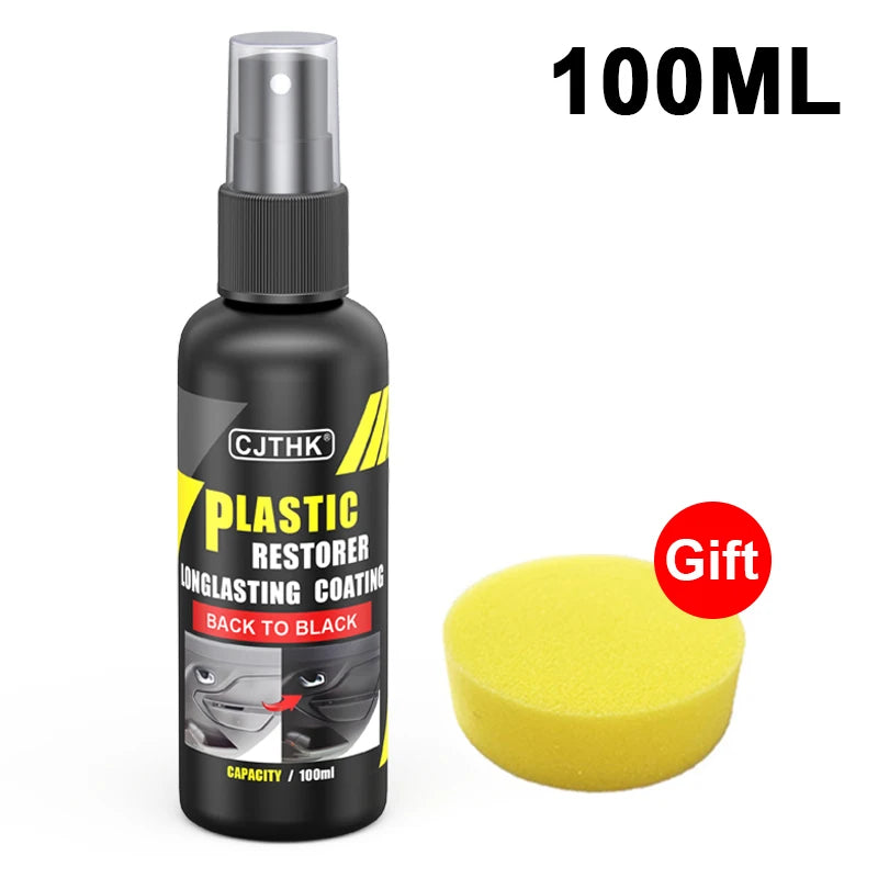 Restaurador de plástico para coche, renovador de plástico brillante de espalda a negro, revestimiento duradero, restauración de cuero, productos de limpieza de pulido automático