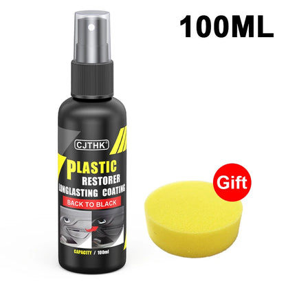 Restaurador de plástico para coche, renovador de plástico brillante de espalda a negro, revestimiento duradero, restauración de cuero, productos de limpieza de pulido automático