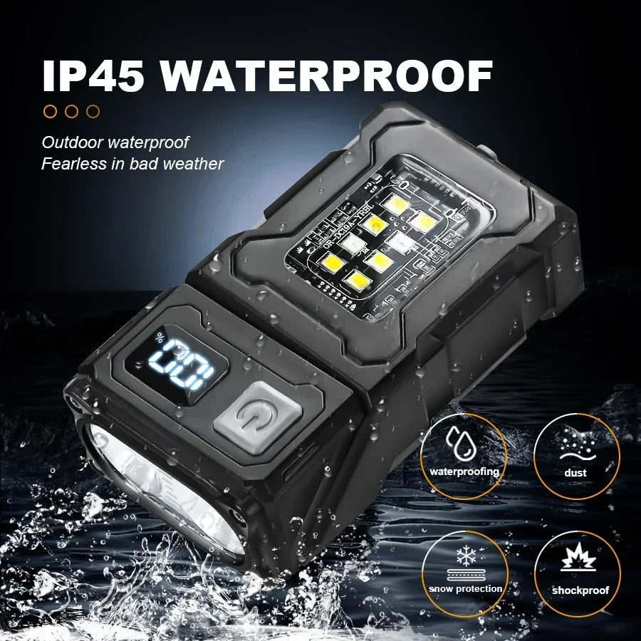MINI linterna LED recargable por USB, linterna portátil con imán trasero, linterna de Camping superbrillante, luz de emergencia COB lateral